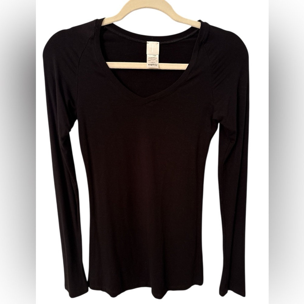 Angelrox Top Shirt Suger Bamboo Long Sleeve Top – Size Bird (2/4) – Black